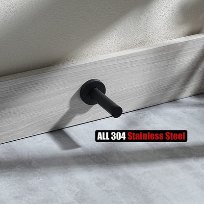 JQK Door Stopper Black, 304 Stainless Steel Thicken 1mm Sound Dampening Door Stop Bumper Wall Protetor 2 Pack, Matte Black, DSB5-PB-P2