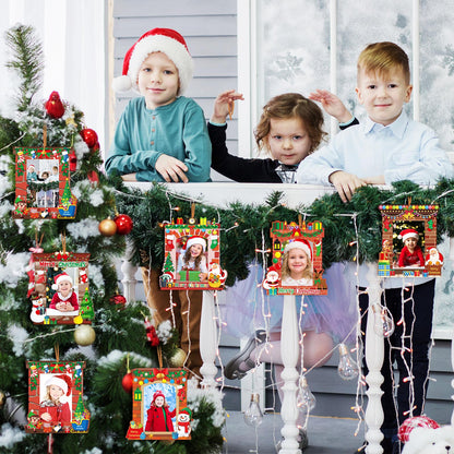 Capoda 24 Pack Christmas Picture Frame Craft Kits DIY Fireplace Christmas Photo Frame Craft Ornaments Xmas Picture Frame Holiday Craft Activities for Photo Ornament Craft Christmas Tree Decor