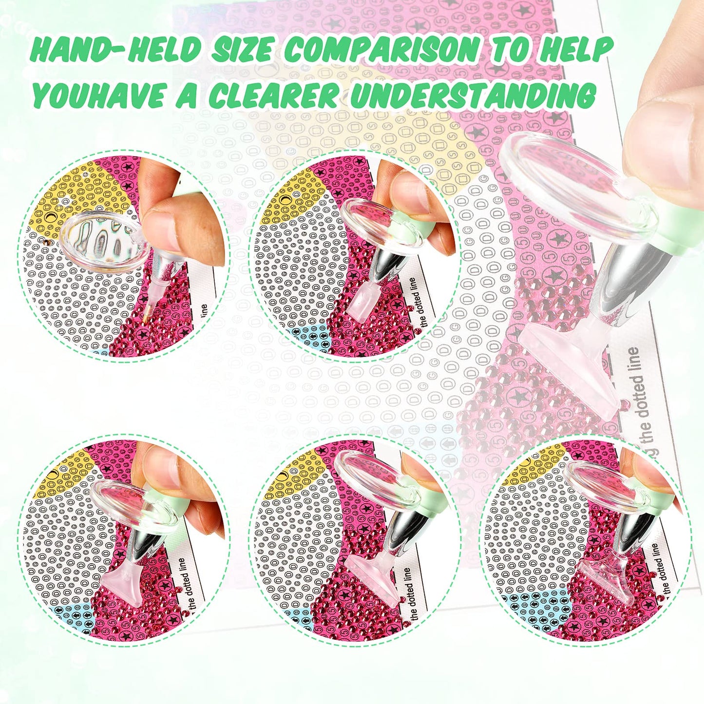 Chuangdi 2 Pcs Diamond Painting Art Drill Pen with Light Diamond Painting Accessories and Tools 12 Pen Heads 2 Anti-slip Mats 2 Wax Organizer Cases for DIY Craft Supplies(Blue, Green)