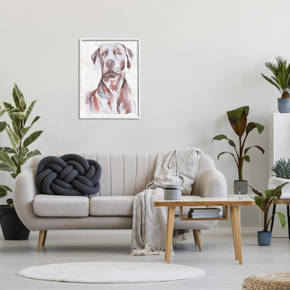 Stupell Industries House Dog Pet Portrait Labrador Soft Tone Painting by Melissa Wang, White Framed Wall Art, 24 x 30