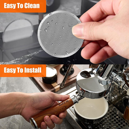 IKAPE 53.3mm 2pc Espresso Puck Screen, 0.2mm Thickness, Reusable Metal Coffee Filters, Food-grade Stainless Steel