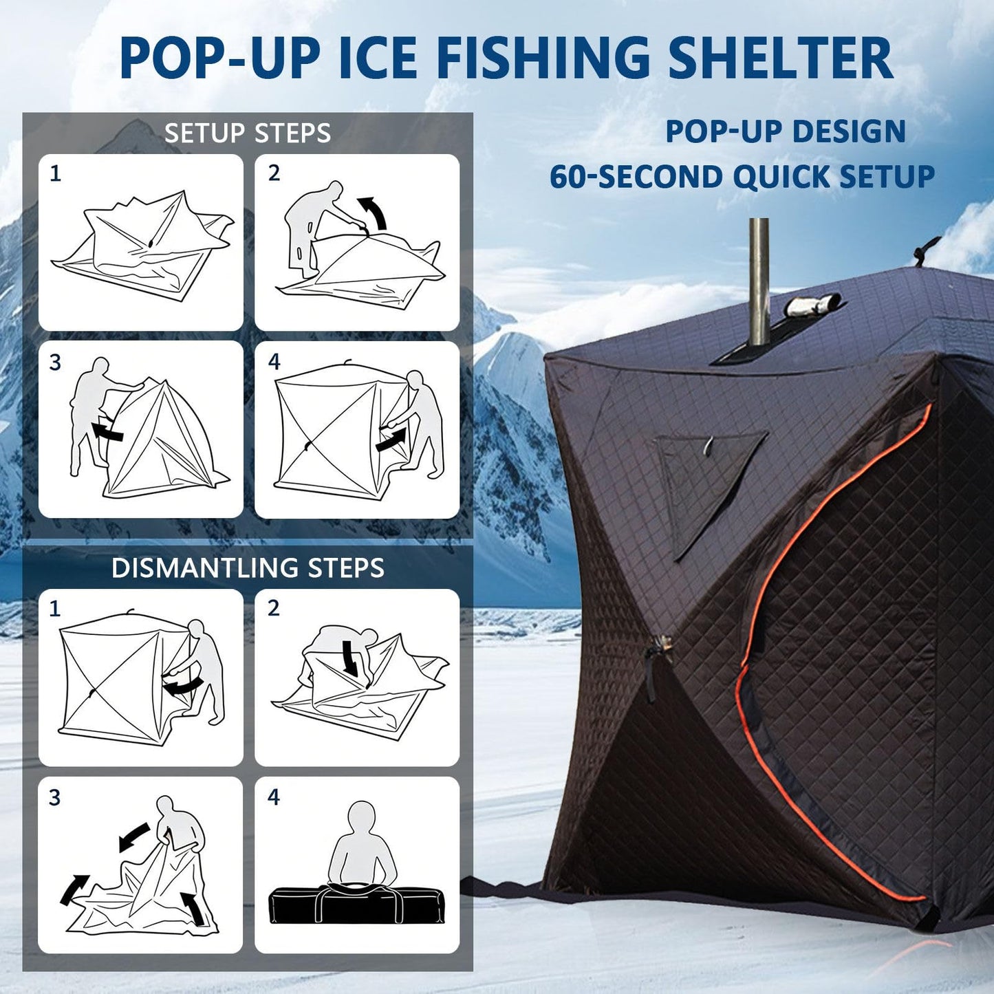 WACLMOTAKE 3-5 Person Portable Sauna Tent - Foldable Insulated Personal Spa Steam Ice Fish Tents with Stove Jack for All Weather Camping or Home, Easy Setup with Carrying Bag Sauna-Tent-1.8m