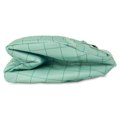 PackIt®️ Freezable Hampton Lunch Bag, Sports Grid Sage, Built with ECOFREEZE® Technology, Collapsible, Reusable, Zip Closure with Front Pocket and Shoulder Straps, Designed for Fresh Office Lunches