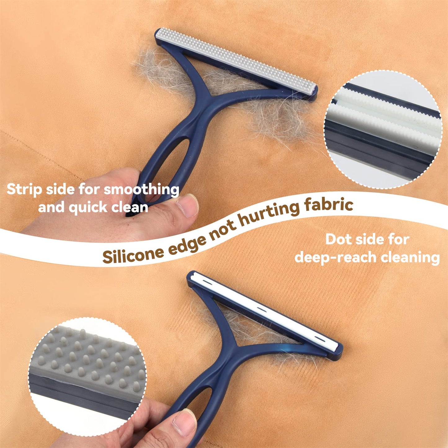 AXLUNAR Pet Hair Remover - 4 Pack Dog Cat Hair Remover for Couch Furnitures, Reusable Lint Remover Shaver Portable Carpet Rake Scraper Brush for Blanket,Clothing, Pet Towers, Car Upholstery Blue