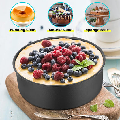 LIANYU 8 × 3 Inch Cake Pan Set of 3, Nonstick Stainless Steel Baking Pan for Cake, Rust Resistant