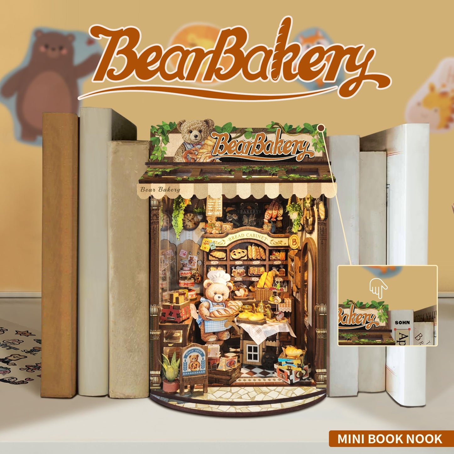 JOINCON DIY Miniature House Kit Tiny House Bakery Shop Dollhouse Miniature Kit for Adults Teen Mini House Building kit 3D Wooden Puzzle Gifts Home Decor- Bear Bakery (SQ-65)