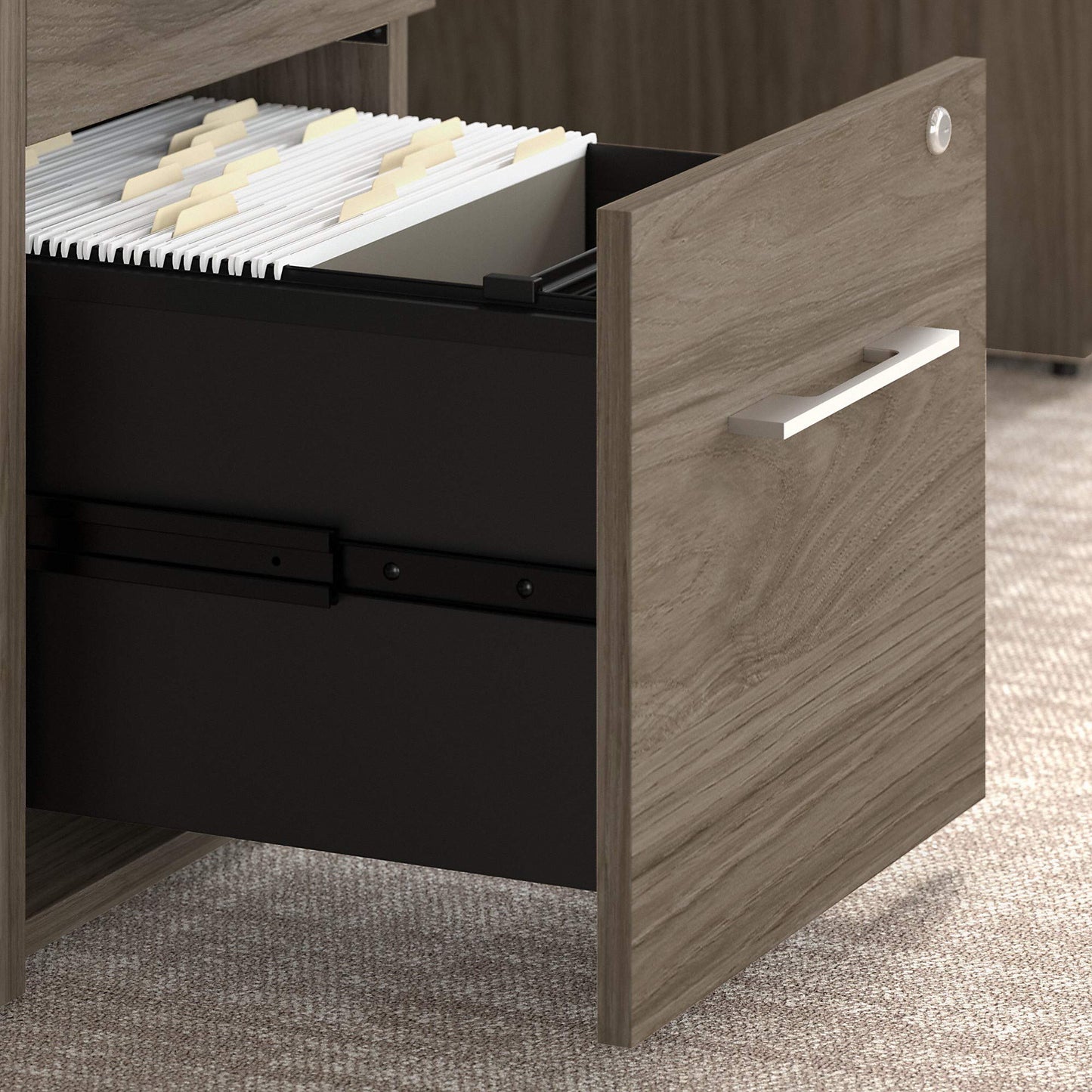 Bush Business Furniture Office 500 2 Drawer File Cabinet-Assembled, 16W, Modern Hickory