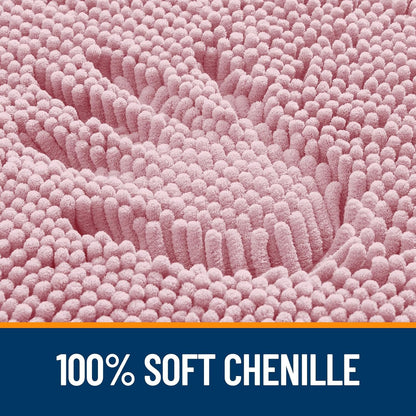 OLANLY Large Bathroom Rugs - Extra Soft Chenille Bath Mats | Quick Dry, Machine Washable, Dusty Rose 40x32
