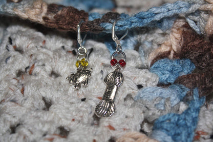 6 Removable Locking Stitch Markers for Knitting and Crocheting - Colourful Sheep and Yarn Charms - Set of 6 Progress Markers - Crochet Earrings by Morgan Curio