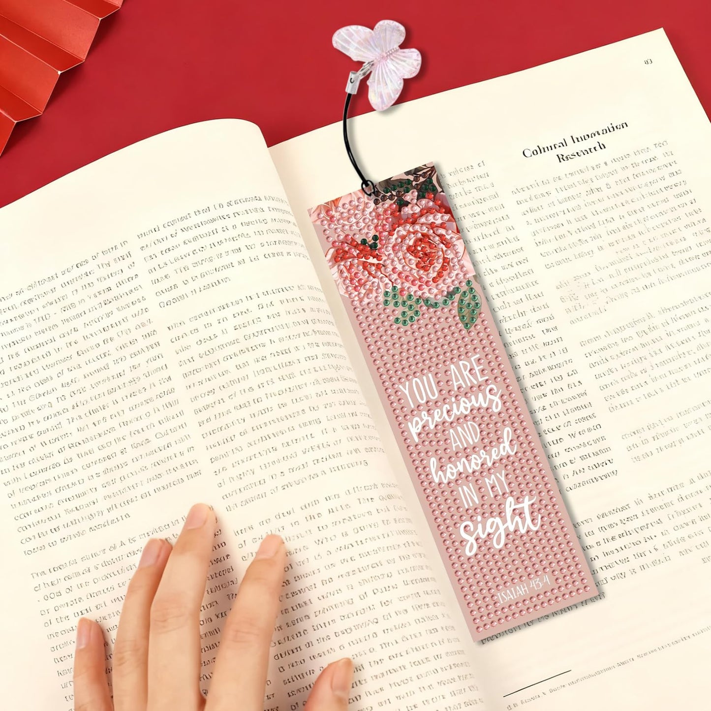 4 PCS Bible Diamond Painting Bookmarks, Flowers Diamond Art Bookmarks for Adults with Pendant, 5d Gem Art, Acrylic Bookmark Easy DIY Crafts for Books Decor Gift