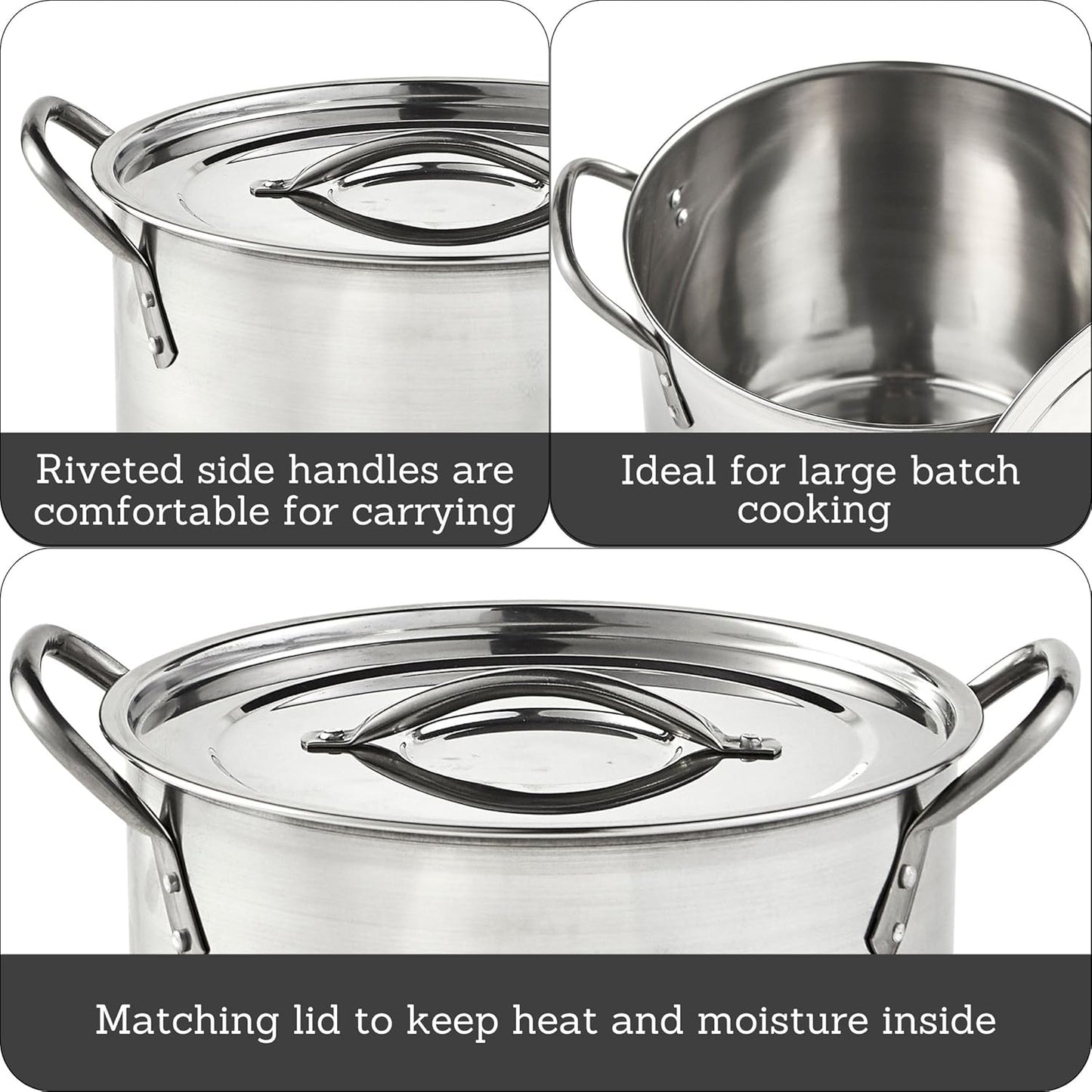 IMUSA 8 Quart Stainless Steel Stock Pot with Lid: Silver
