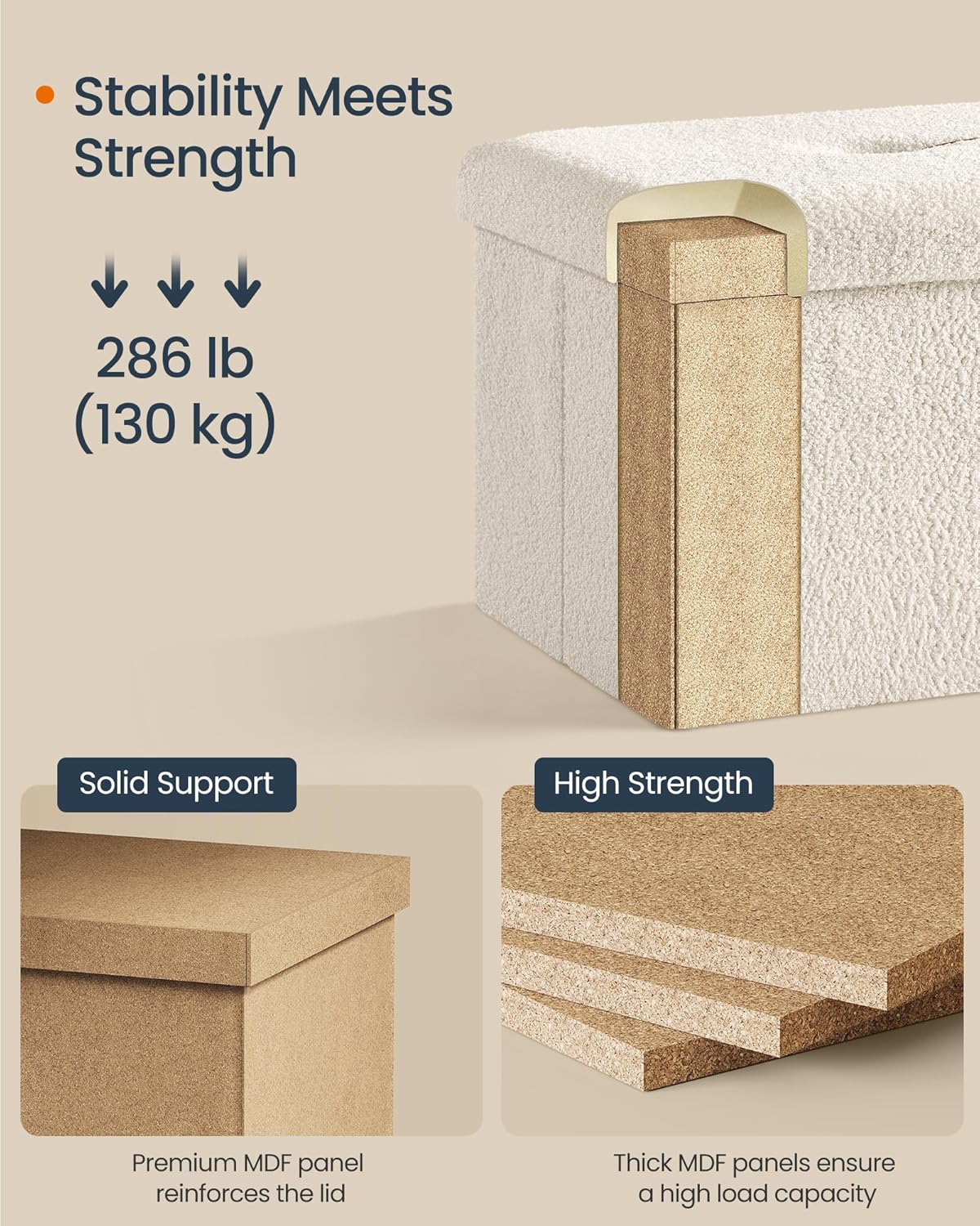 12.2 16.1 12.2 Inches, 286 lb, ULSF094W01 SONGMICS Small Folding Storage Ottoman, Foot Rest Stool, x x Ottoman