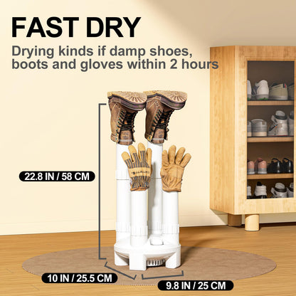 LAVIEAIR Boot Dryer, Shoe Dryer and Glove Dryer with Timer and Fan, White
