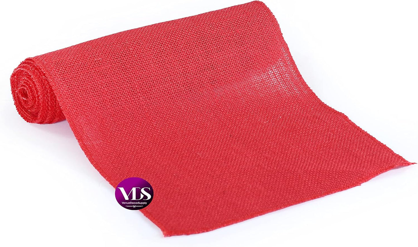 Pack 5, 100% 12X108 Inch)(Red) VDS of Burlap Table Runner Natural Jute Rustic Hessian Table Cloth Centrepiece