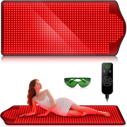 Red Light Therapy for Body, Infrared Light Therapy, 73"x 32" Red-Light Mat for Full Body, 1090 LEDs, 660nm & 850nm 3-in-1 LED Bead, Pain Relief, Light-Therapy for Dogs, Shoulder, Back, Knee