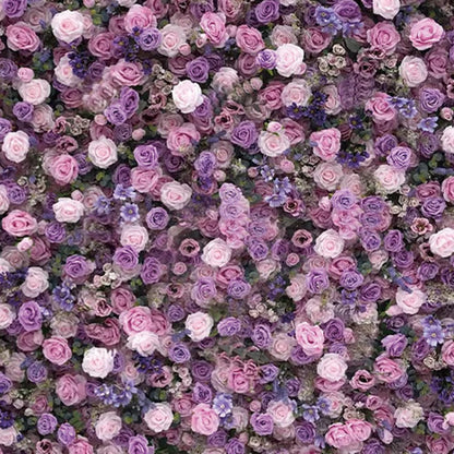 UYCVT Handmade Purple Roses Wall Large Artificial Flower Wall Backdrop Panels, Rose Wedding Backdrop 5D Floral Wall Fabric Flower Wall for Party Baby Shower Bridal Wedding Back-1m*1m/3.28 * 3.28FT