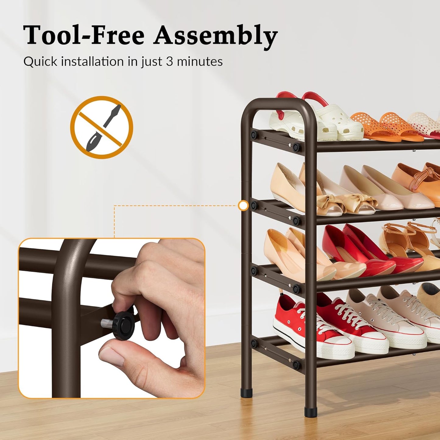 2 Closet, 28 42, Closet, 12 Gewudraw Tier Shoe Organizer, Shoe Rack for Metal Shelf Can Expandable to for Bedroom