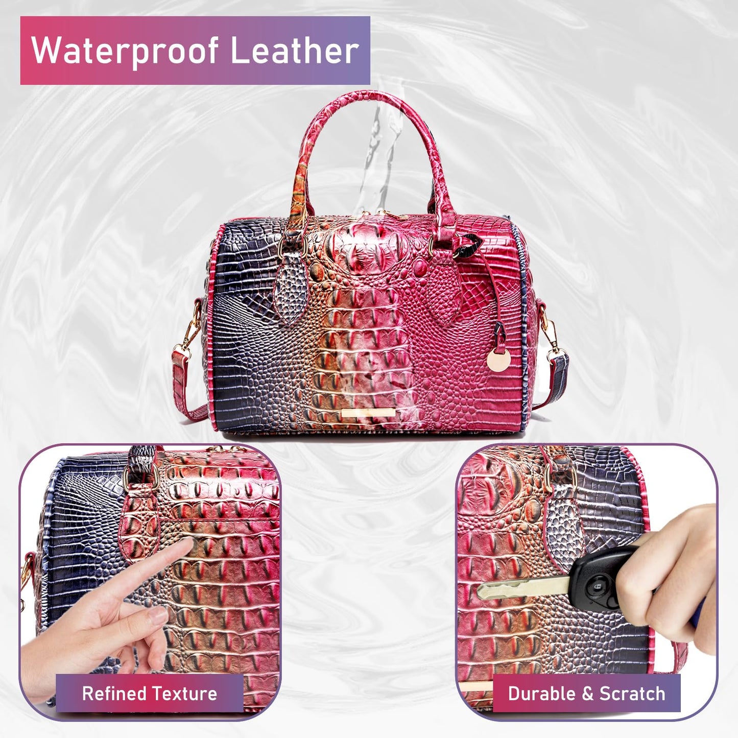 Makcr Joacbv Top-Handle Crocodile Purses For Women Crossbody Leather Bags Trendy Large Capacity Tote with Shoulder Strap