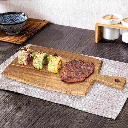 Best Acacia Wood Cutting Board with Handle Wooden Charcuterie Board Kitchen Chopping Boards for Bread Meat Cutting boards Fruit Cheese Serving Board Butcher Block Carving Board, 17" x 10"