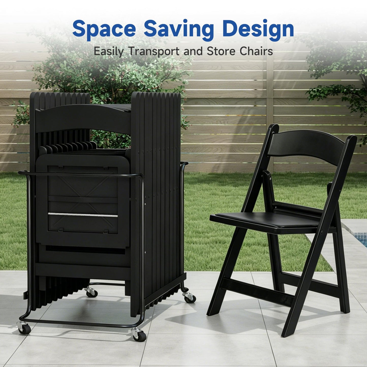 Winlice Black Resin Folding Chairs - Stackable Chairs with Padded Seats, 800LB Weight Capacity Comfortable Chair - Indoor/Outdoor Folding Chairs for Events - Lightweight Foldable Chairs (10 Pack)