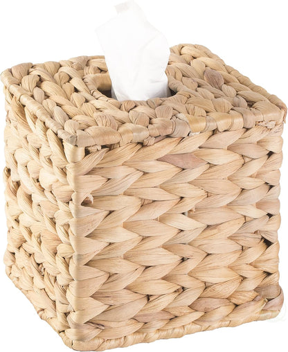 Vintiquewise Water Hyacinth Wicker Tissue Box Cover, Square