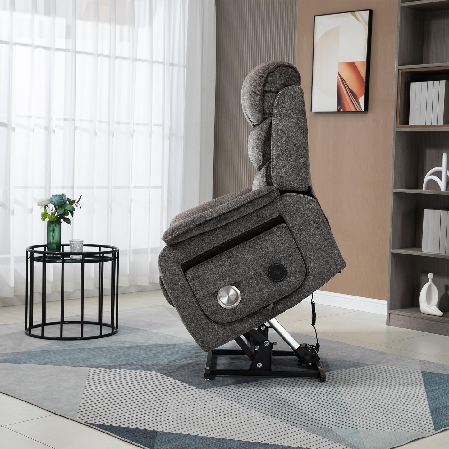 Oversized Electric Lift Chair Versatile Power Recliner Chair 180° Infinite Reclining Armchair for Adults with Massgae,Cupholder,USB-C Ports,Wireless Charging