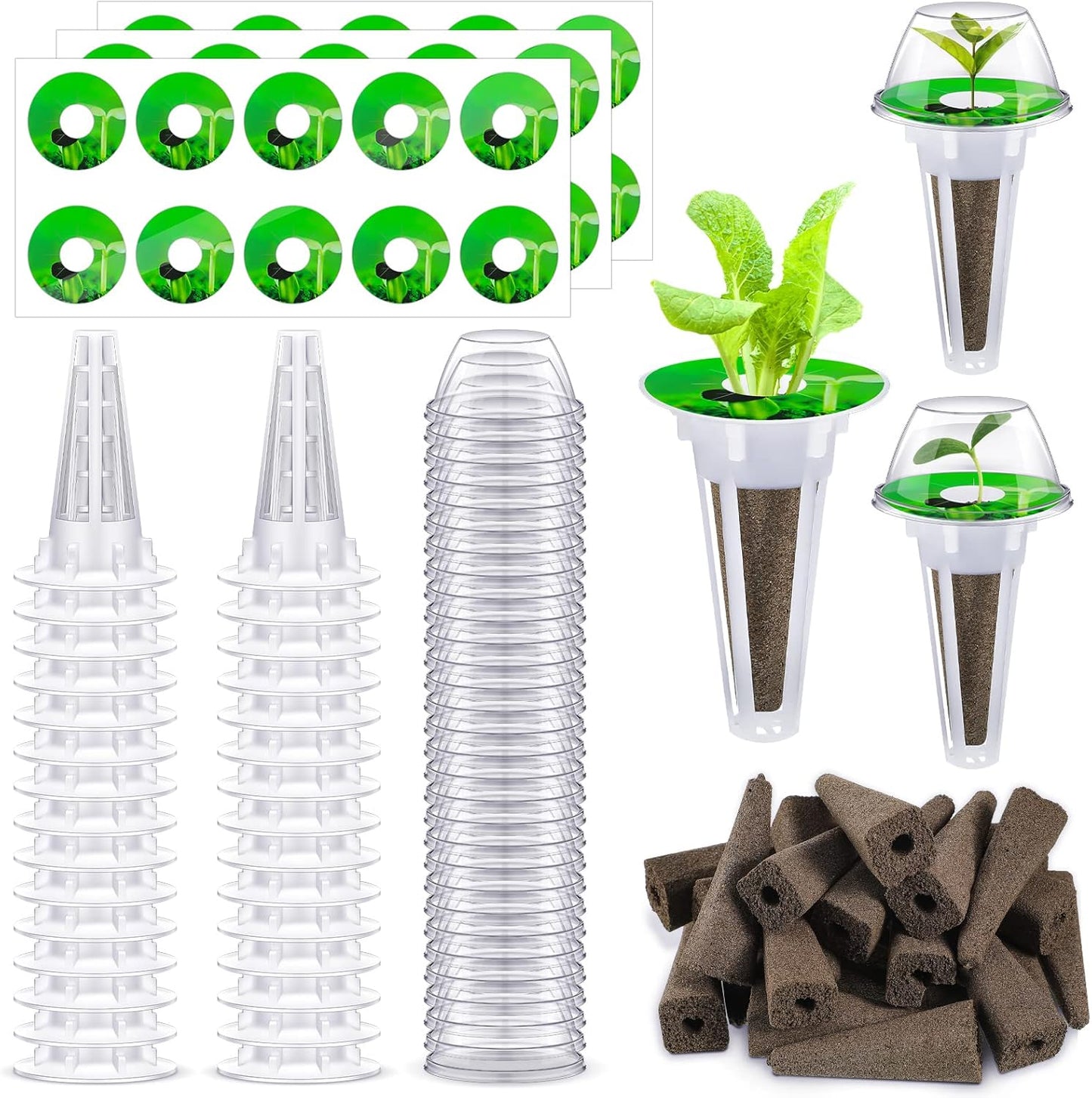 240 Vesici Pieces Hydroponic Pod Kit Including Grow Baskets Grow Sponges and Domes Pod Labels Hydroponics Growing Kit