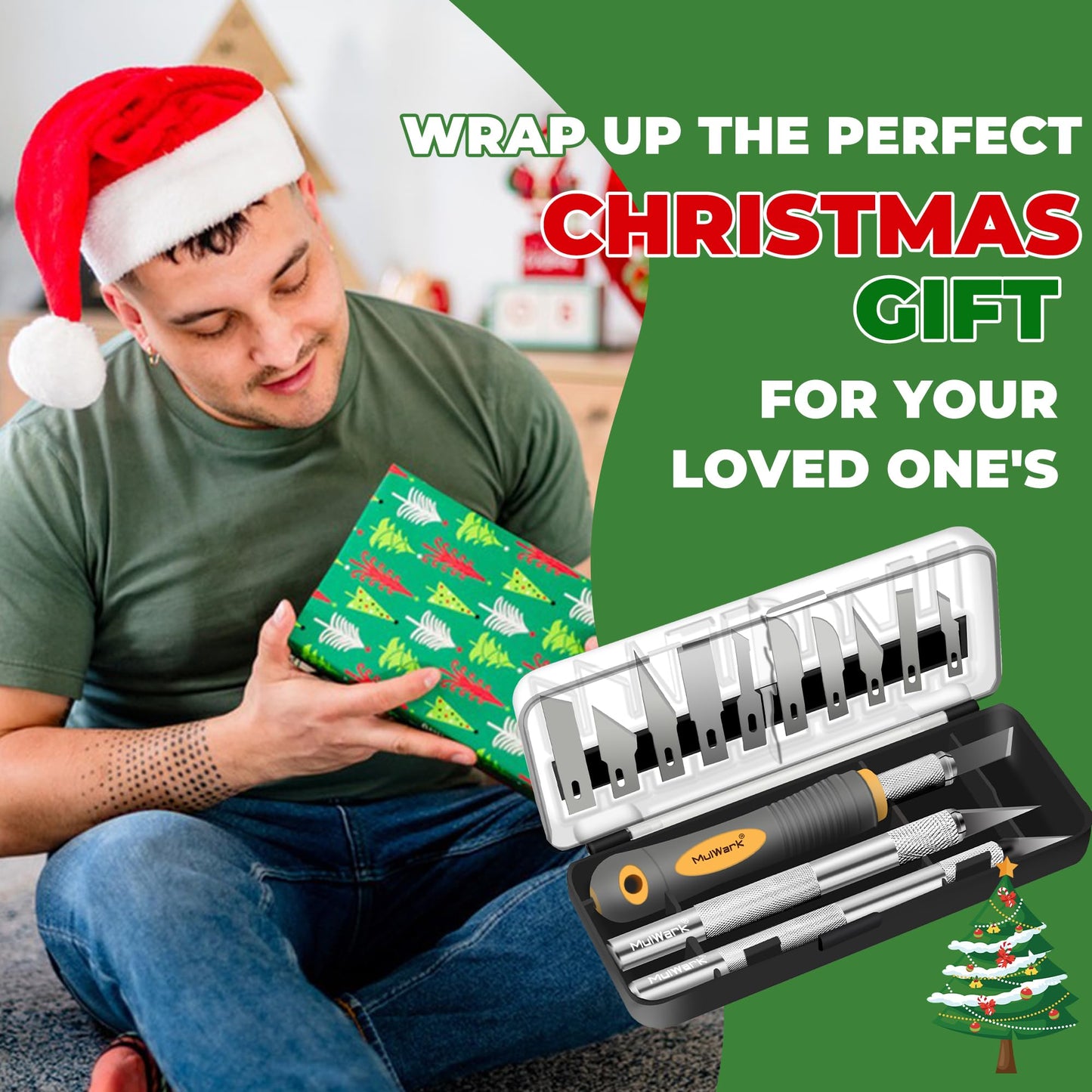MulWark 136-Piece Precision Hobby Knife Set with Blade Storage Magnetic Handle - Portable Exacto Knife for Modeling & Crafting, Includes Chiseling, Stencil Edge & Fine Point Blades, 120#11 Blades