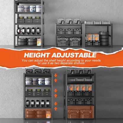 Jaqiumn Metal Garage Shelving Unit, Heavy Duty Adjustable Industrial Storage Shelves, Steel Storage Rack for Garage, Warehouse, Basement, Black, 72" H x 47.2" W x 23.6" D, 3 Pack