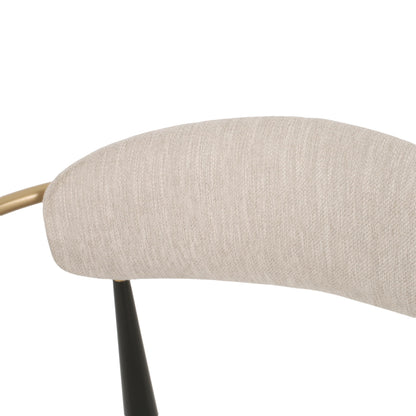 Christopher Knight Home Gertru Dining Chairs Set of 2, Stylish Upholstered Dining Room Chairs, Fabric Kitchen Chair with Gold Black Accent Iron Frame, Elegant Toothpick Design, Beige