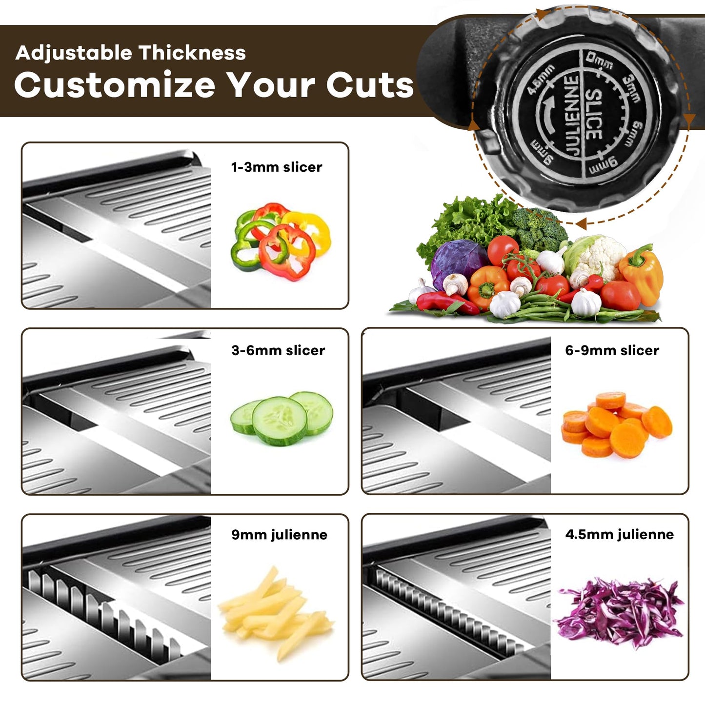 NIOSAVM Mandoline Slicer,mandoline slicer for kitchen,commercial mandolin Potato Slicer,Vegetable Slicer,slicer vegetable cutter, Stainless Steel mandolin slicer,Cut - Resistant Gloves