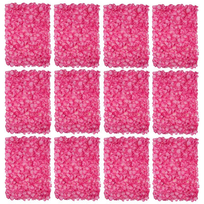 GOUZIBHD 24 X 16 Pink Faux Roses Artificial Flower Backdrop for Wall Decor, Artificial Flower Wall Panel Background, Flower Wall Mat Party Wedding Home Decoration(Size:12PCS)