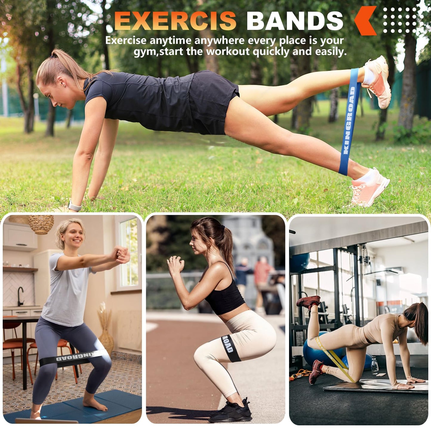 Resistance Band Pull Up Assistance Bands,Set of 5 Resistance Heavy Duty Exercise Stretch Fitness Bands for Stretching Power Lifting Workout Training with Instruction Guide