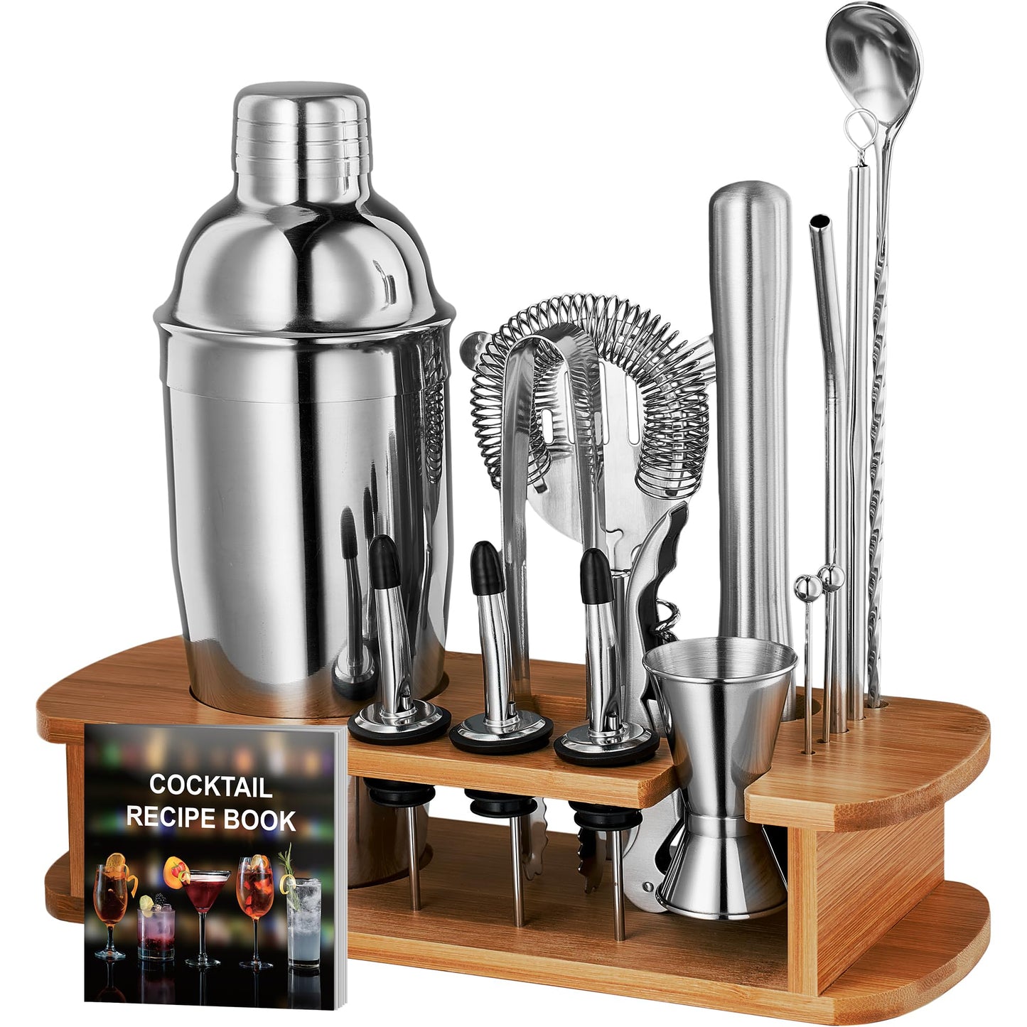 Cocktail Shaker Set - 17 Piece Stainless Steel Mixology Bartender Kit, Drink Martini Shaker, Home Bar Accessories, Cocktail Kit, Stainless Steel Bar Set, Shakers Bartending