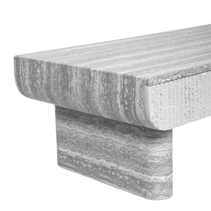 GDFStudio 46.85" Rectangle Coffee Table with Hidden Storage Drawer, Modern Wood Center Table with Faux Marble Top & Fluted Design, Small Space Coffee Table for Living Room Home Office, Grey