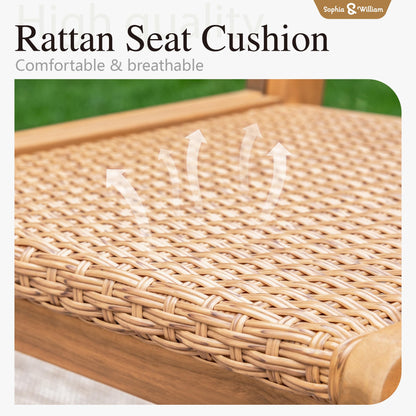 Sophia & William Outdoor Dining Set, Wooden Patio Table and Chairs Set, Rattan Furniture Set of 8 Rattan Chairs and 1 Acacia Wood Rectangular Table for Yard, Garden, Porch and Poolside