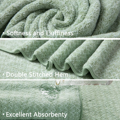 18 Set,100% Loops-6 Towels,6 Towels,6 Ycosy Piece Bath Towels Microfiber Family Bathroom Towel with Hanging Bath Hand
