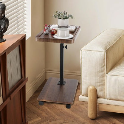 Dozesheep C Shaped End Table for Couch, Adjustable Height C Shaped Side Table with Wheels,TV Trays Table for Sofa, Bedroom,Living Room Small Spaces Couch Table