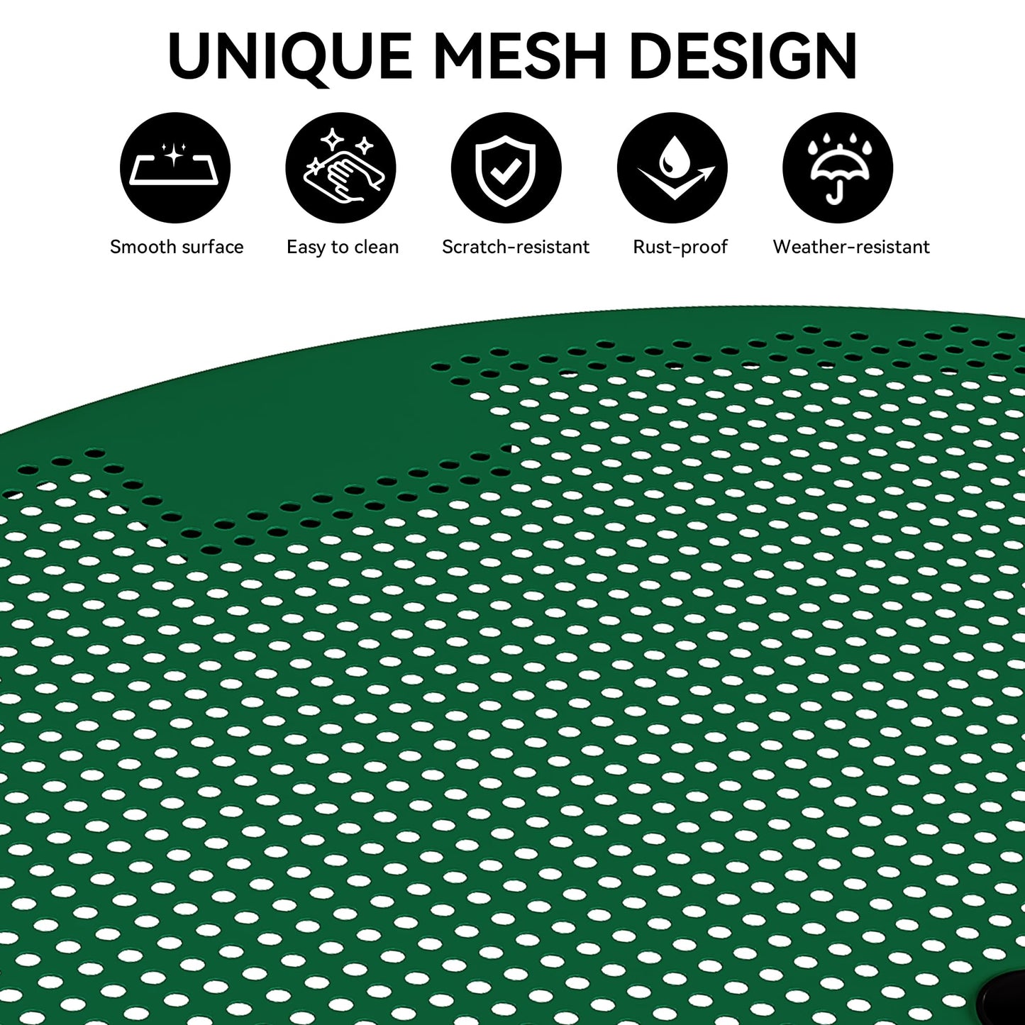 YITAHOME Coated Steel Picnic Table, 46" Heavy Duty Outdoor Picnic Table w/Sturdy Steel Frame & Umbrella Hole for Yard Patio Lawn Party, Round, Green