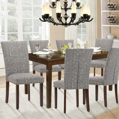 Parsons Dining Chairs Set of 4, Upholstered Nailhead Dining Room Kitchen Side Chair with Thick Cushions and Wood Legs, Black/White