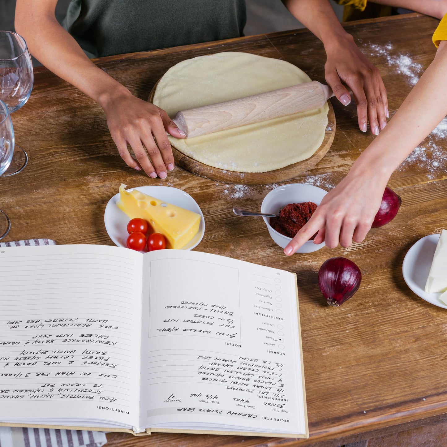 ZICOTO Aesthetic Blank Recipe Book with Waterproof Cover - The Perfect Recipe Notebook To Write In Your Own Recipes - Beautiful Blank Cookbook to Organize Your Recipes