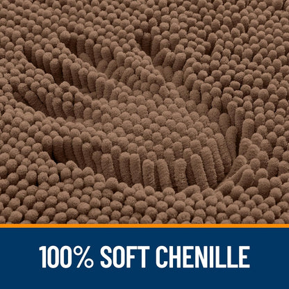 OLANLY Bathroom Runner Rugs - Extra Soft Chenille Bath Mats | Quick Dry, Machine Washable, 44x24 Mocha