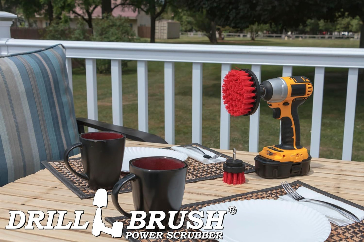 Drill Brush Outdoor Cleaning Attachment - Headstone Cleaning and Restoration - Concrete Stain Remover - Outdoor Garden