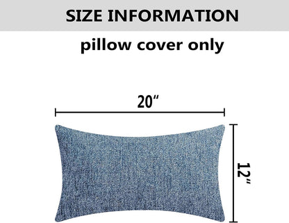 Home Brilliant 12x20 Pillow Cover for Couch Chair, Super Soft Lumbar Throw Pillow Cover, Pack of 2, Jeans Blue (30cm x