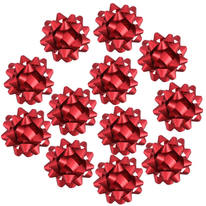 12Pcs Large 4.5 Inch Star Gift Bows for Gift Wrapping and Presents, Christmas Bows,for Parties, Birthdays, Weddings or Other Holidays. (Red)