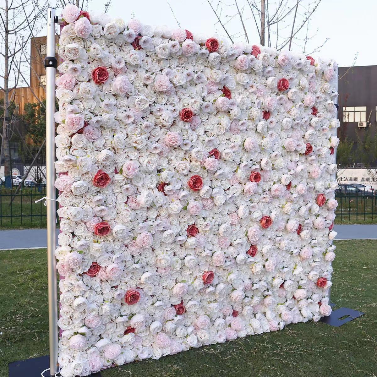 CVGfko Flower Wall Panels Backdrop Décor Pink Artificial Floral for Wedding Party Baby Bridal Shower, Hanging 3D Fake Hydrangea Decoration, Silk Faux Hydrang-3M*3M