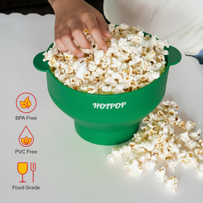 The Orginal HotPop Silicone Popcorn Maker - Microwave Popcorn Popper with Handles - Collapsible Bowl, Heat-Resistant, Easy to Clean, Ideal for Family Movie Nights, 15-Cup Capacity - Red