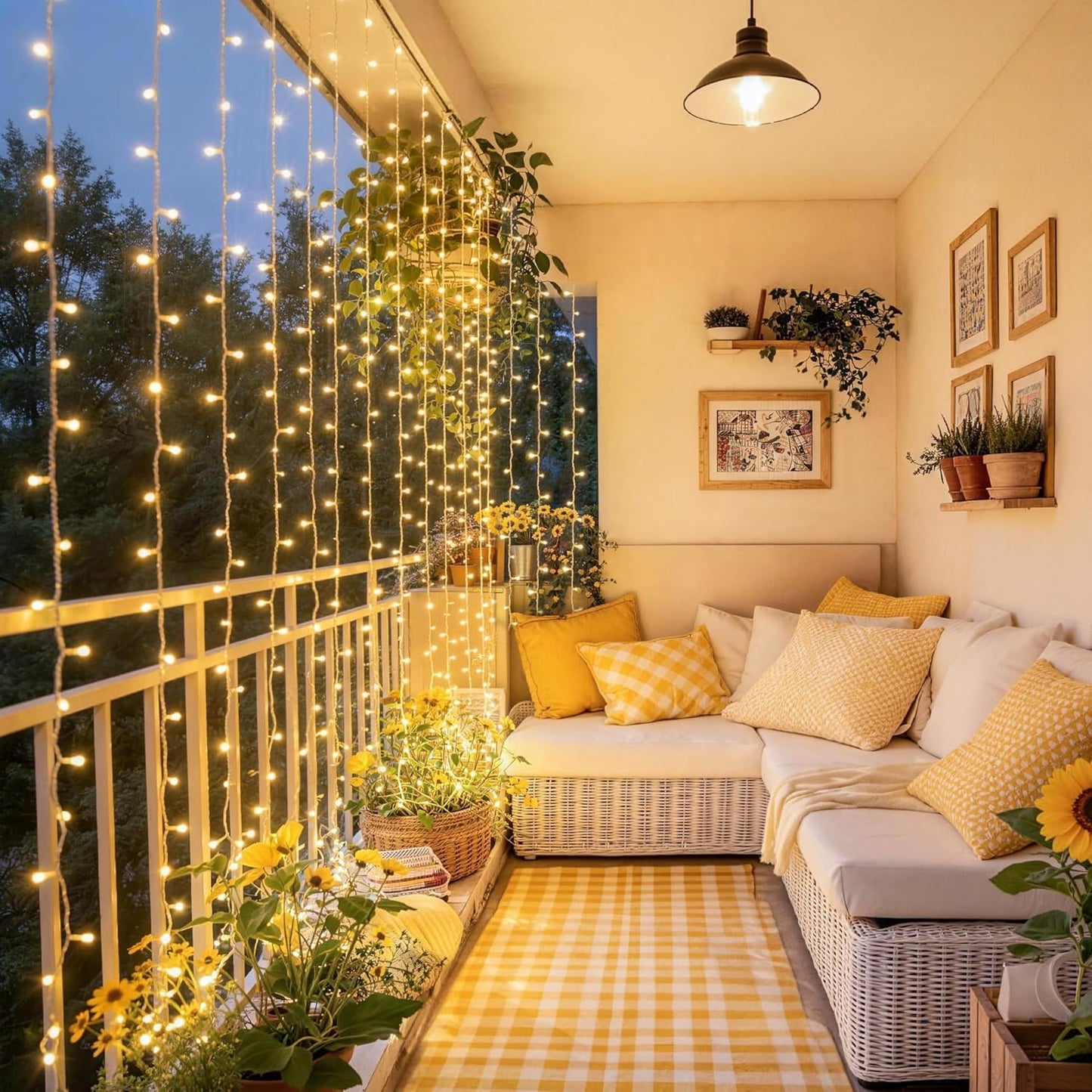 200 6.5ftx6.5ft JMEXSUSS LED Curtain Lights for Bedroom, Warm White Curtain Fairy Lights for Backdrop Indoor, USB
