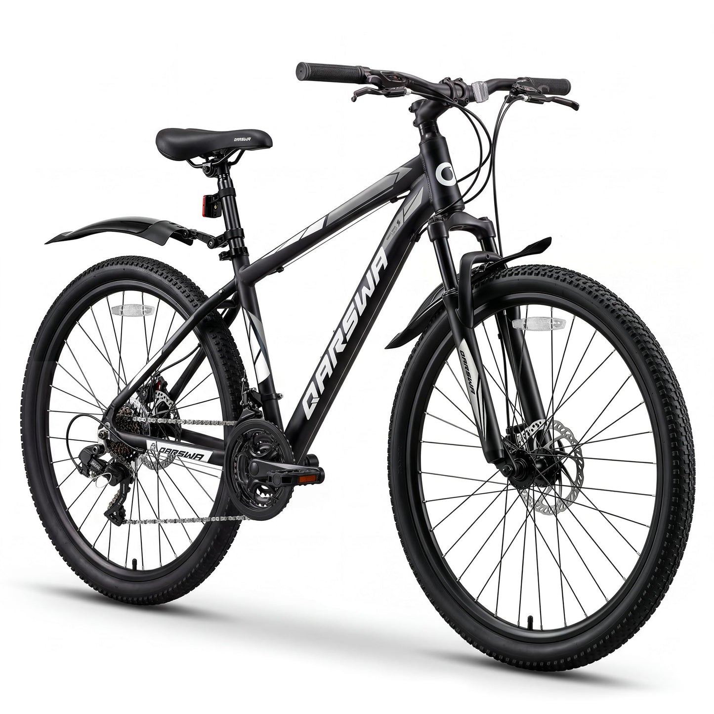 QARSWA 27.5 Inch Mountain Bike for Men and Women, Lightweight Aluminum Frame MTB with Dual Disc Brakes & 21-Speed Trigger Shifter, Comfort Foam Seat Adult Bicycle for Trail & Outdoor Riding,Black
