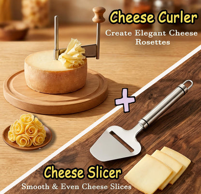 Cheese Curler Wheel for Tête de Moine & Chocolate Swiss Style Girolle Cheese Shaver with Sharp Stainless Steel Blade and Solid Wood Base for Cheese Boards, Desserts & Parties